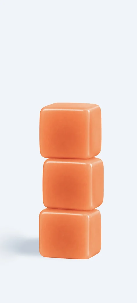 Three peach OMNI gummies stacked