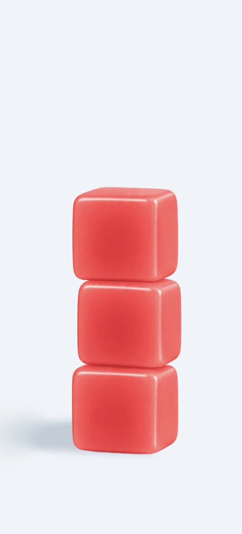 Three watermelon OMNI gummies stacked